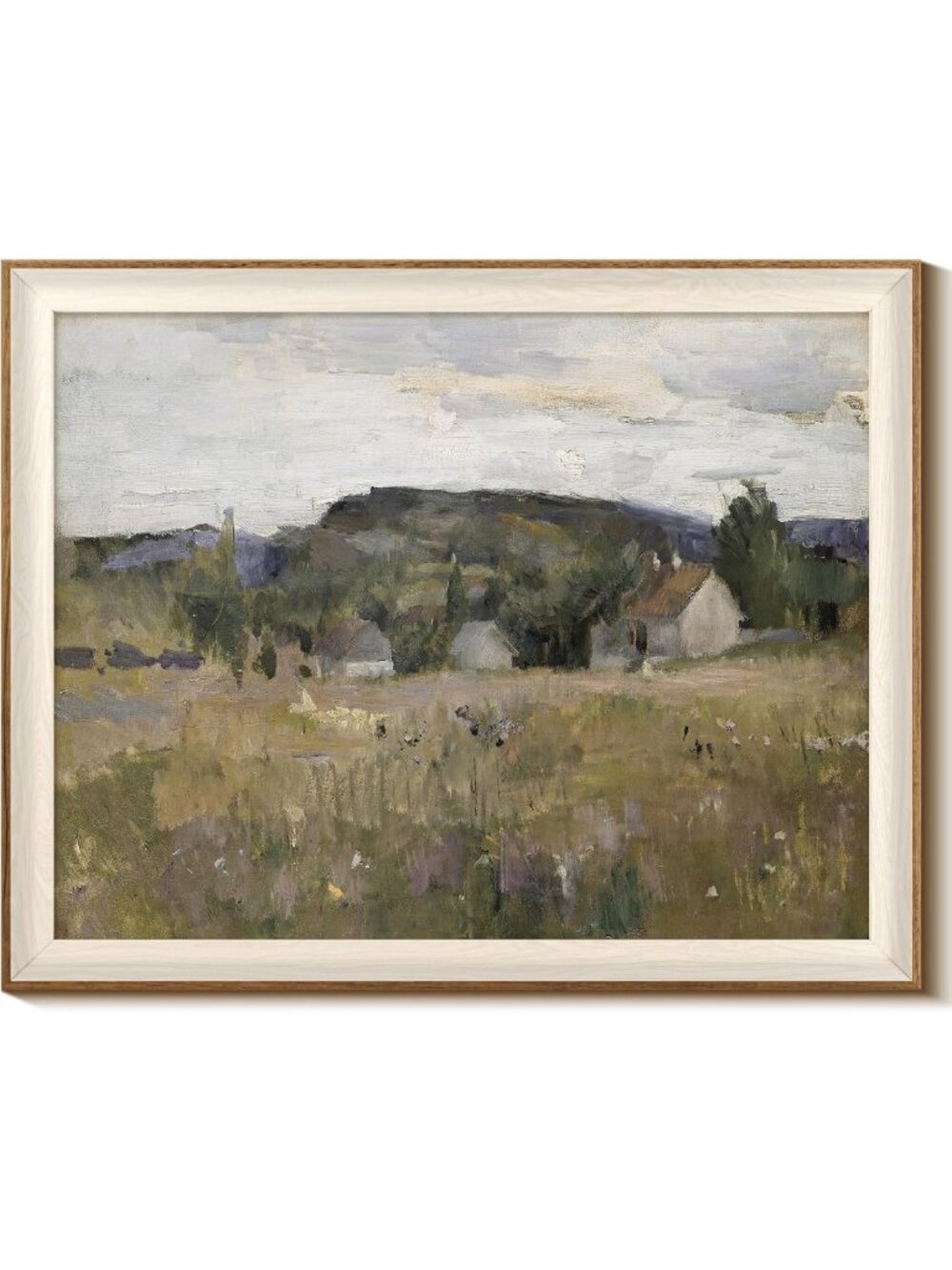 Framed Canvas Wall Art Prints - Abstract Serene Countryside Decor 16x20" for